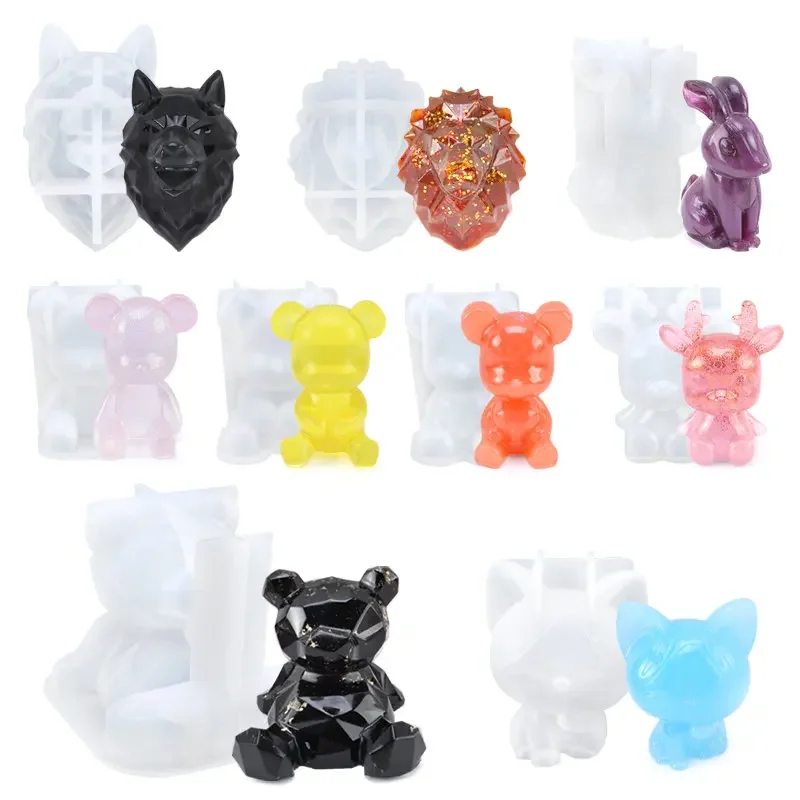 Stereoscopic Animal Resin Molds Silicone Bear Casting Molds Epoxy Resin Mold for Keychains DIY