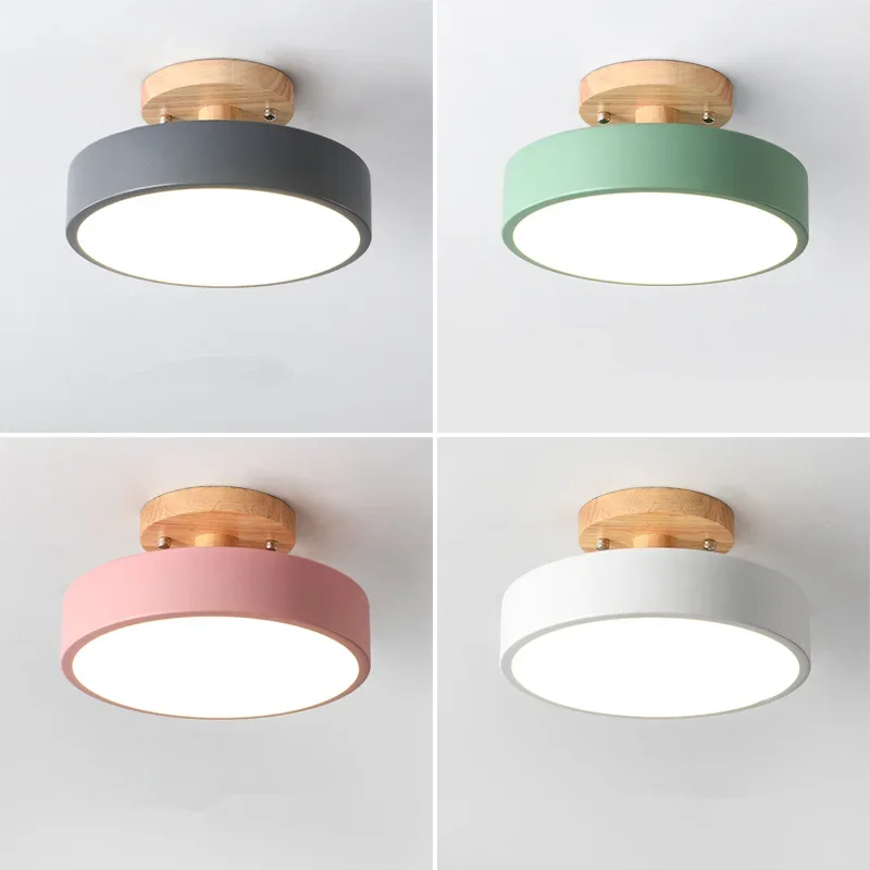 Nordic Entrance Hallway Ceiling Lamps Balcony Wood Round Cloakroom Dining Room Study Bedroom Light