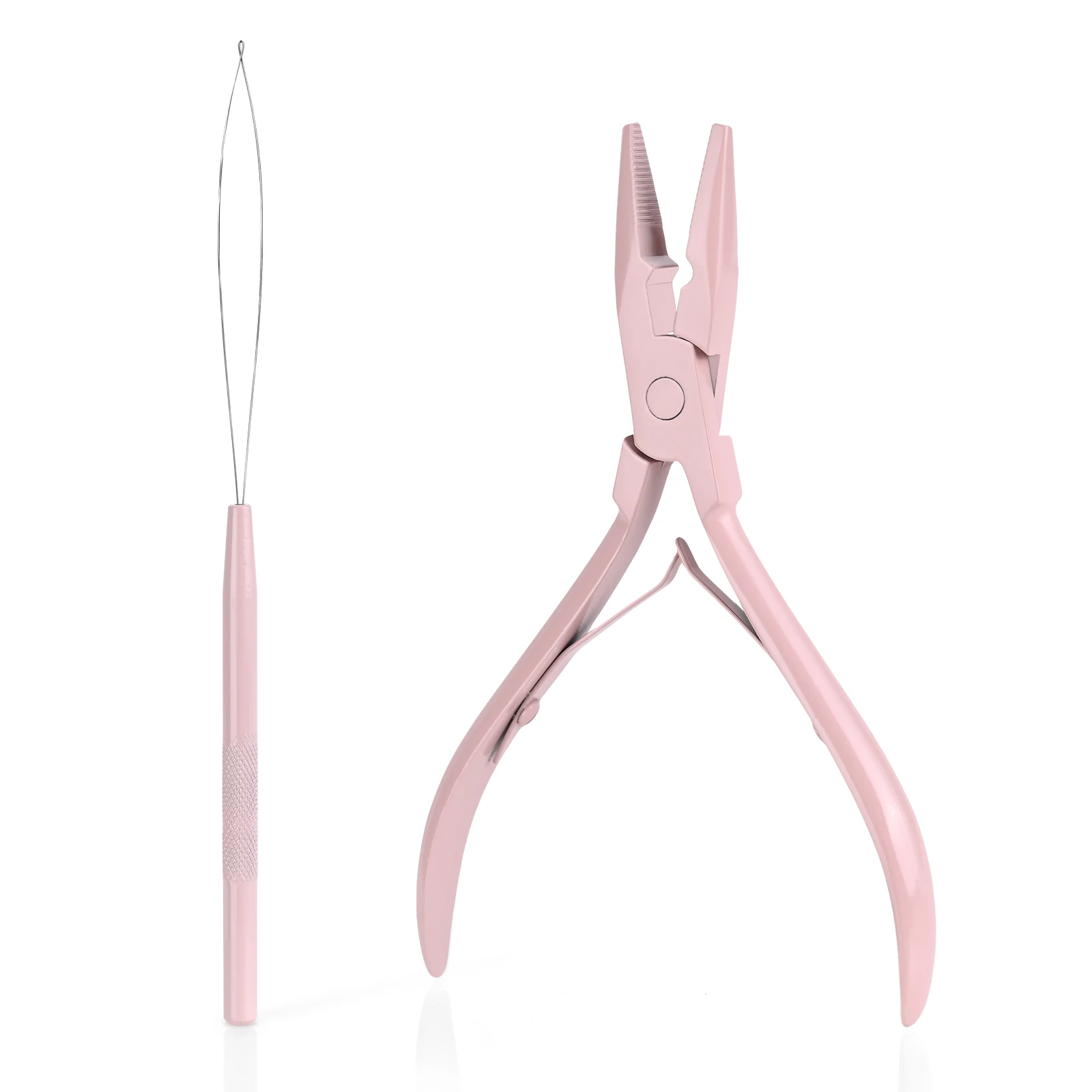 FOSHIO Hair Extension Beading Device Tool Tape Remover and Sealing Pliers Micro Rings Pulling Loop