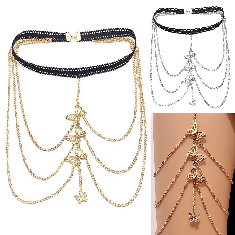 New Body Decorations Beach Sexy Jewelry Accessories Thigh Chain Elastic Band Butterfly Leg Chain