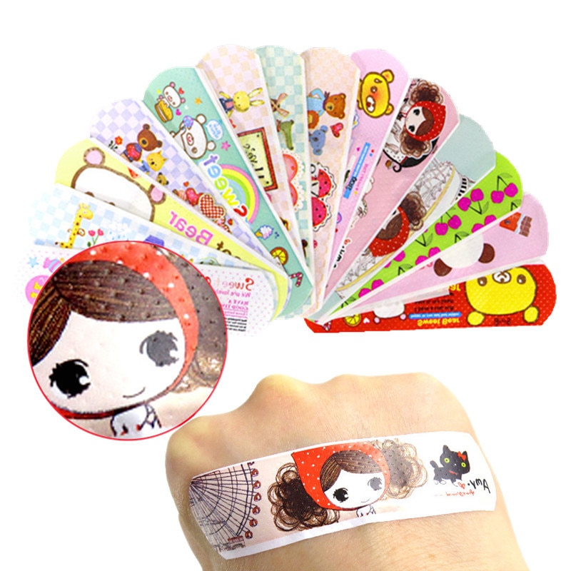 100pcs/set Cartoon Kawaii Band Aid for Children Waterproof Wound Plaster Breathable Skin Patch Medical Adhesive Bandages Strips