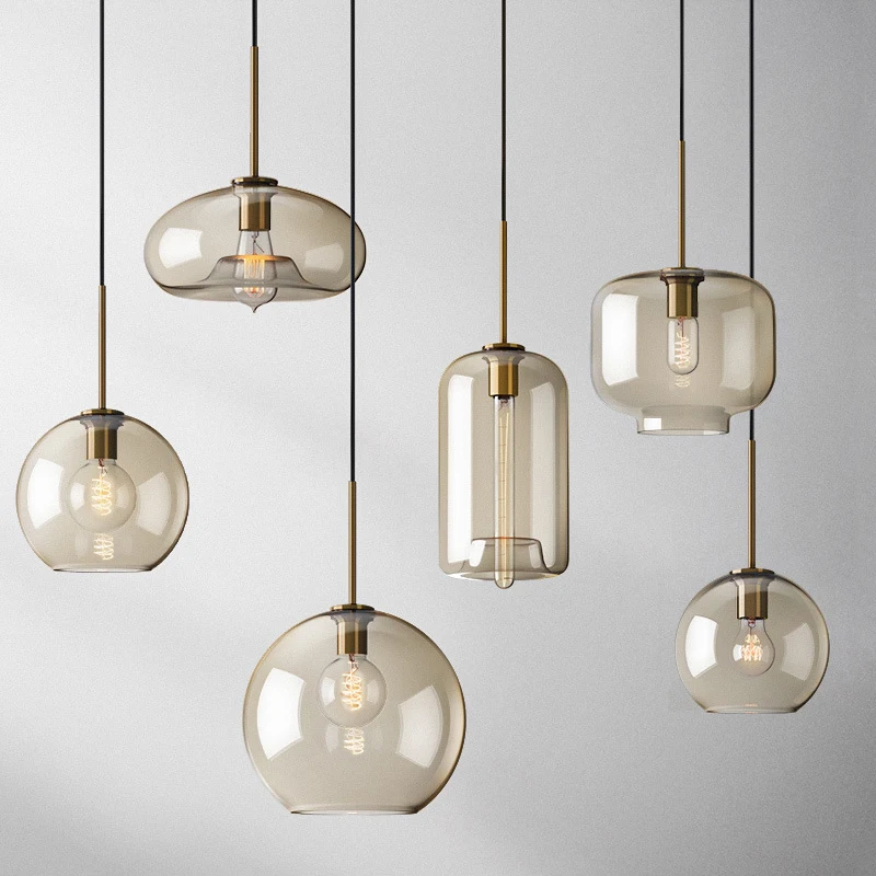 Art Industrial Retro LED Glass Pendant Light Nordic Loft Hanging Chandeliers Lighting Kitchen