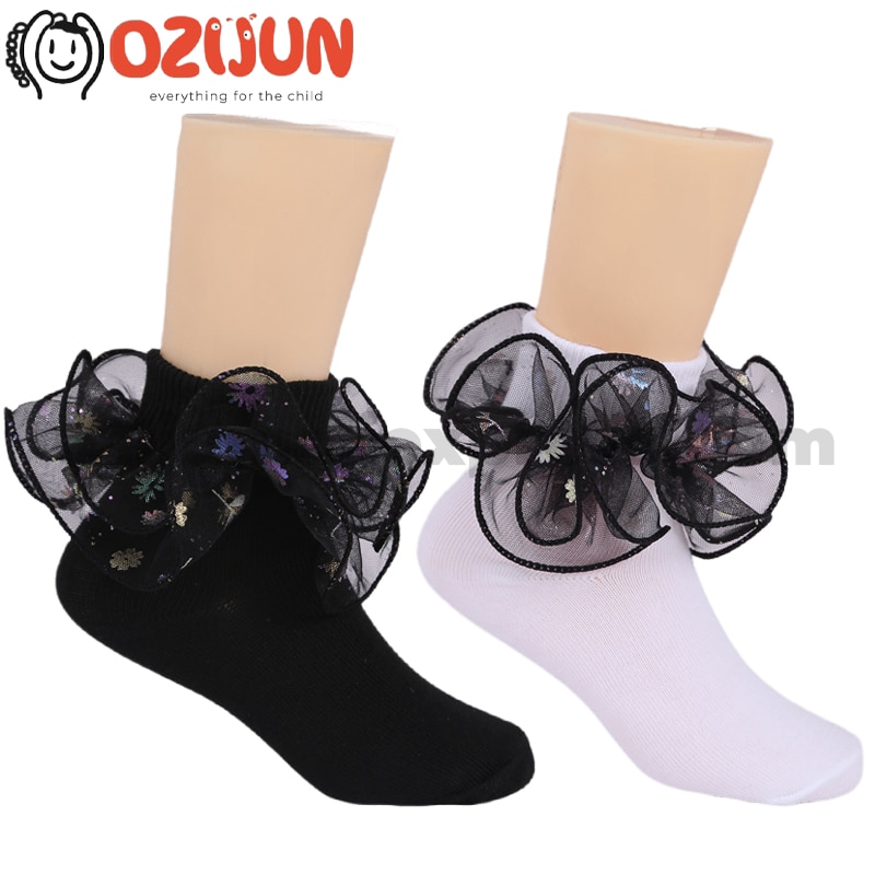 10 Pairs 0-18 Years Children GIrls Big Dimensional Satin Ruffle Frilly Lace Ankle Socks Festival Performance Dance Lace Socks
