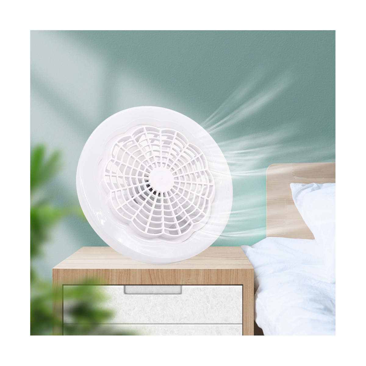 Indoor LED Light Silent Bedroom Kitchen Decor Lamp Fans-White