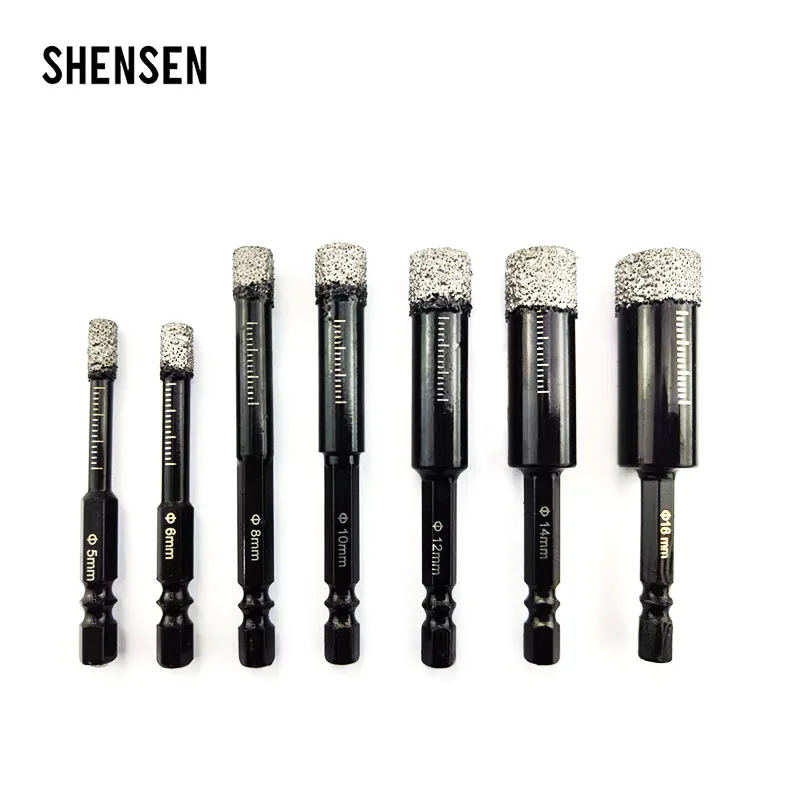 5-16mm Hexagonal Shank Dry Brazed Diamond Hole Saw for Porcelain Tiles Marble Glass Ceramic Crowns