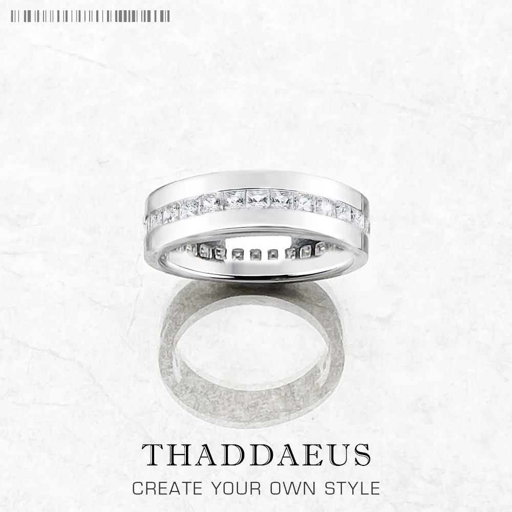 Elegant Dazzling Zircon Band Ring Europe Style Fine Jewelry For Women Summer Brand New Pure 925