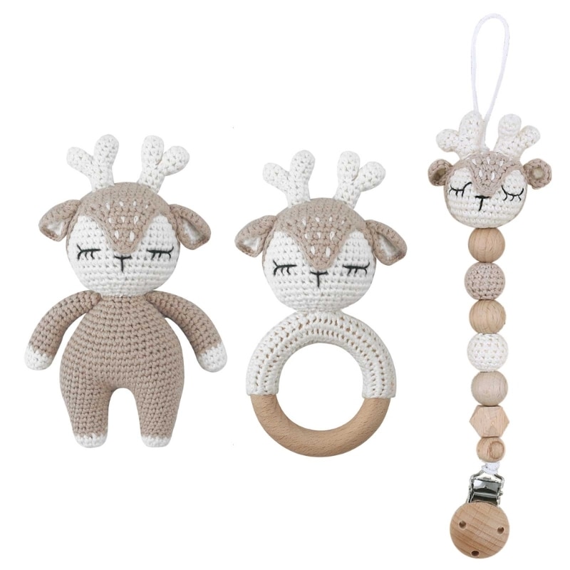 Infant Baby Rattle-Bell Soother Clip Baby Milk Bottle Chain Teething Bracelet Pacifier Teething Toy Shower Gift
