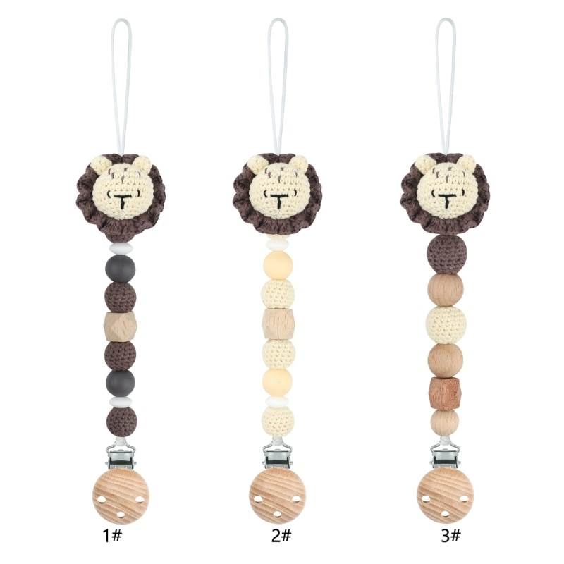 Anti-drop Pacifier Clip Crochet Lion Baby Teether Clip Cute Infant Teething Gift