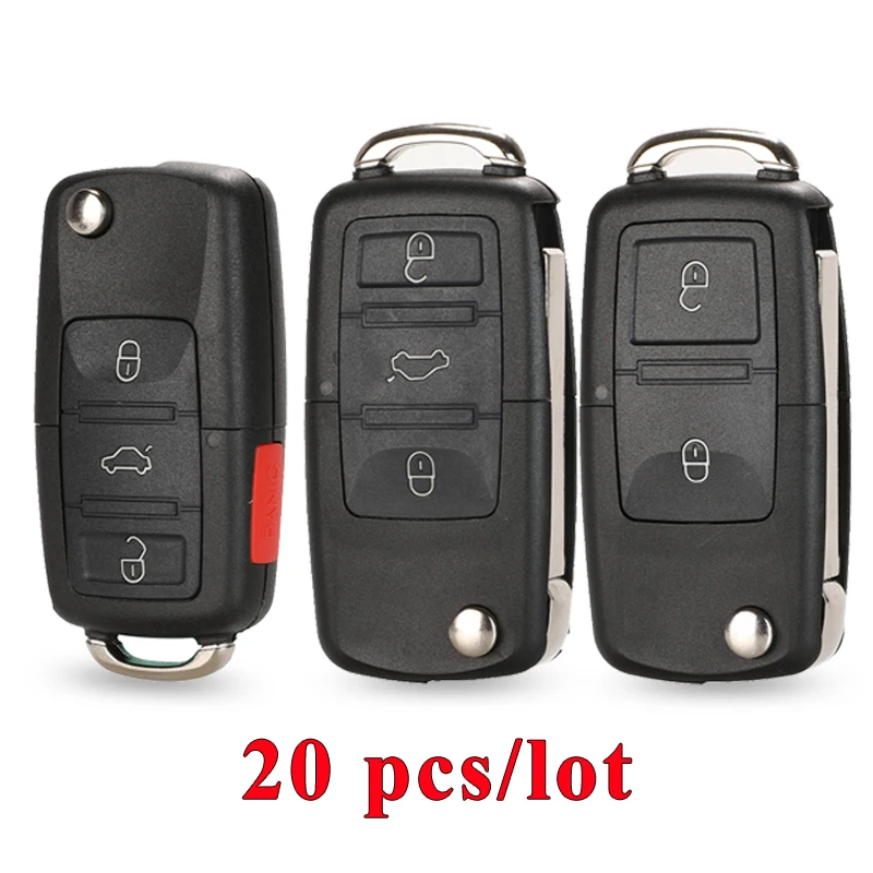 jingyuqin 20pcs/lot Flip Car Remote Flip Key Shell Case Fob For Vw Jetta Golf Passat Beetle Polo