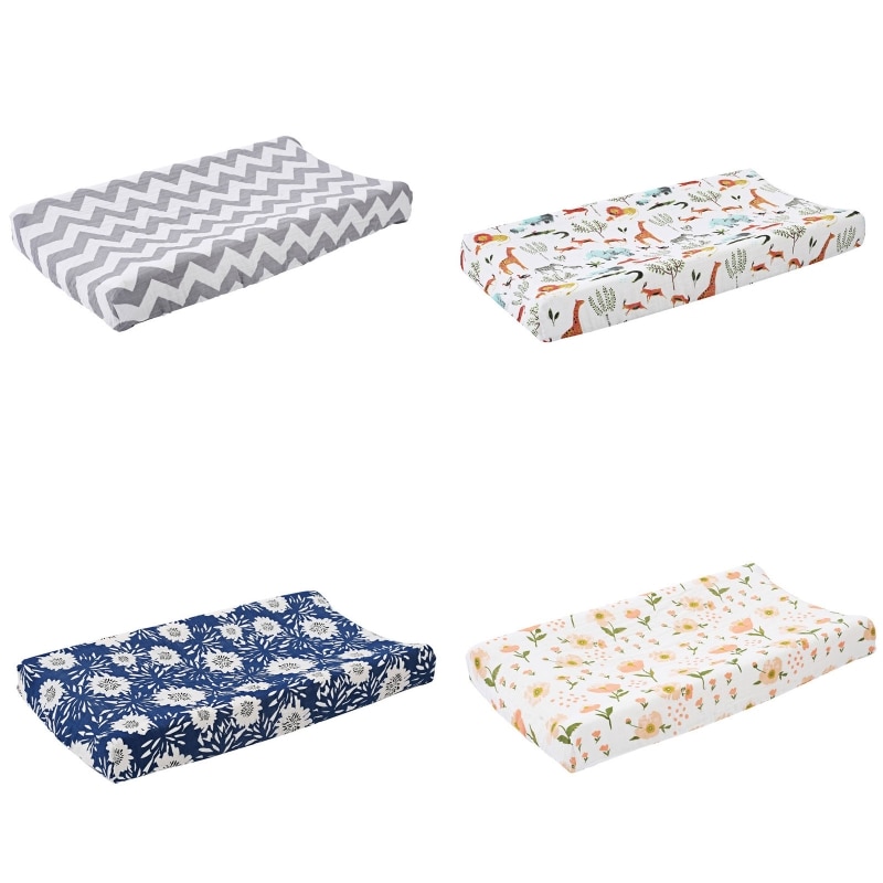 Baby Changing Pad Cover Floral Print Fitted Crib Sheet Infant or Toddler Bed Nursery Unisex Diaper Change Table Sheet