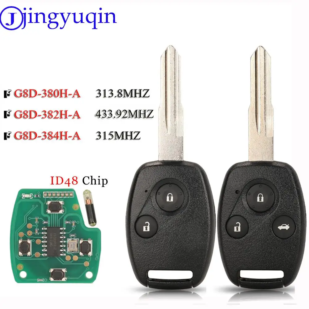 jingyuqin Car Remote Key 313.8/315/434MHZ ID48 For Honda Accord CRV HRV Fit City Jazz Odyssey