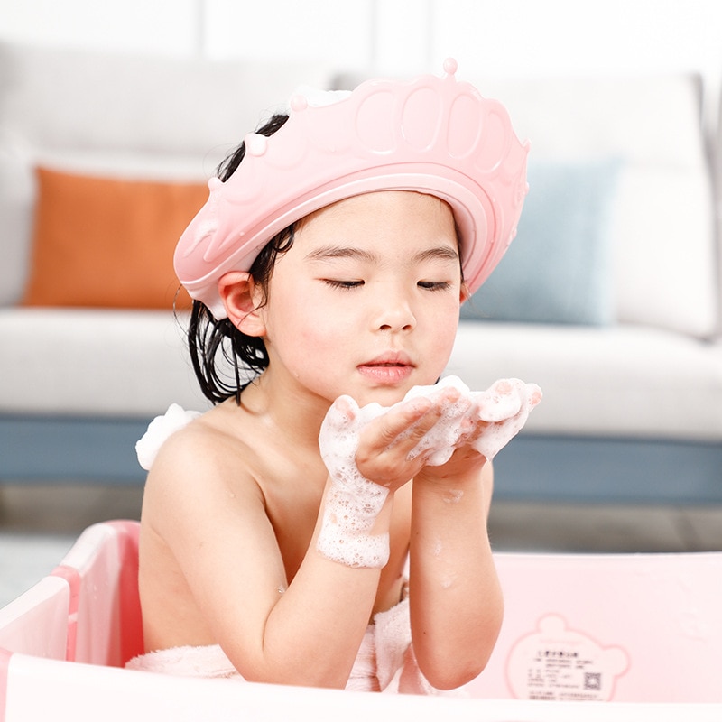 Crown Cap Cover Shampoo Safe Shower Baby Wash Shield Shower Baby Adjustable Hat for Children Hair Ear Head Protection