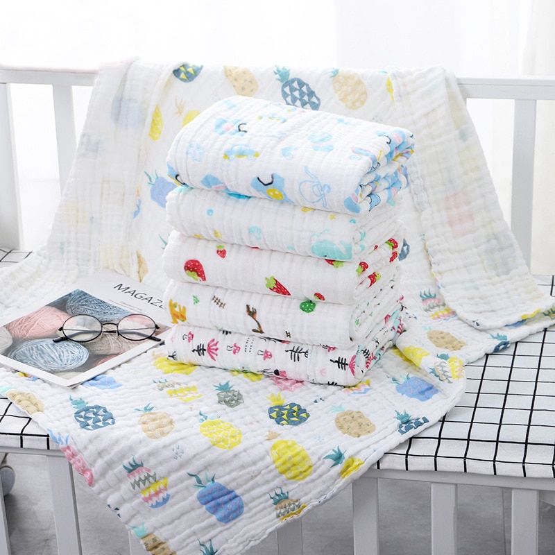 Cotton Wrap Bamboo Layers Cover Baby Blanket Baby Kids Muslin Swaddle Blanket Sleeping Quilt Bed Warm 6 Stuff Infant