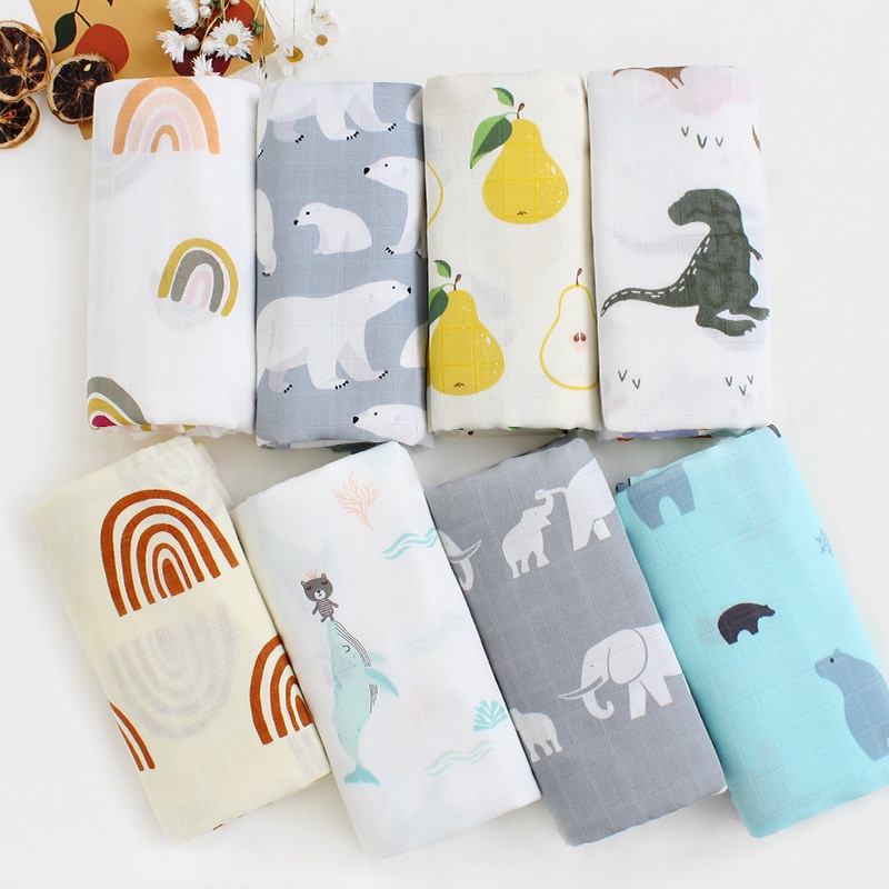 Muslin Muslin 120x120cm Towel Baby Bamboo Soft Gauze Baby Blanket Blanket Cotton Blanket Bath Swaddle Newborn Infant