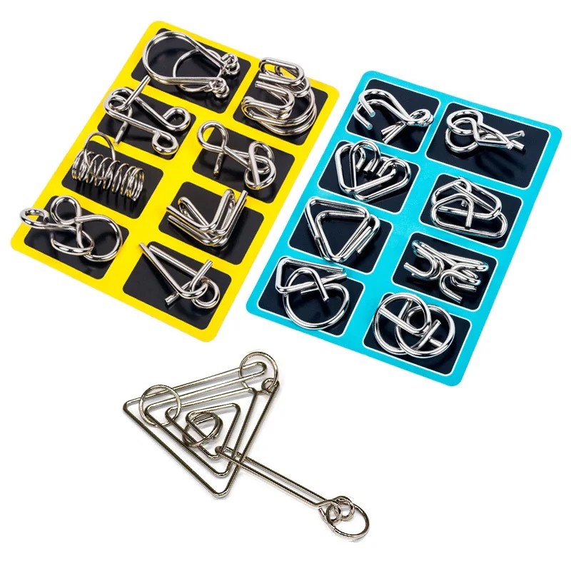 8pcs/Set Materials Metal Montessori Puzzle Wire IQ Mind Brain Teaser Puzzles for Children Adults
