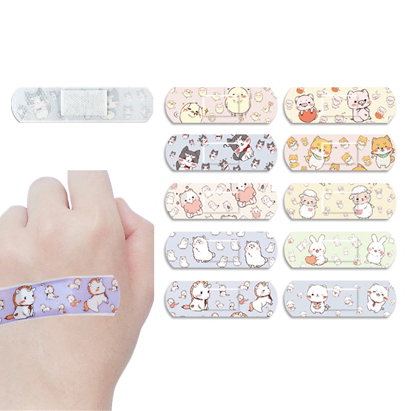 120pcs/set Cartoon Kawaii Band Aid Animal Prints Medical Strips Wound Plaster Dressing Skin Patch First Aid Adhesive Bandages