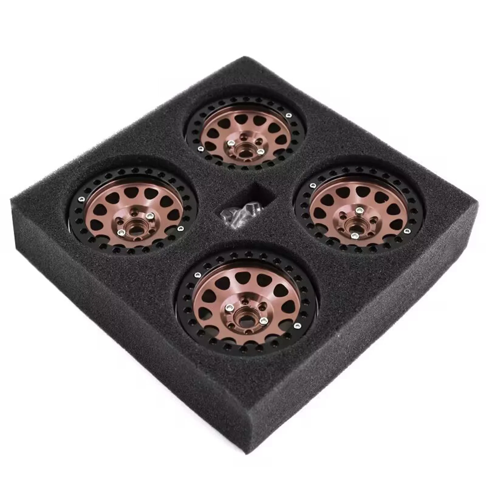 4Pcs CNC Aluminum Alloy 2.2 Beadlock Wheel Rim for 1/10 RC Crawler Car Axial SCX10 90046 AXI03007