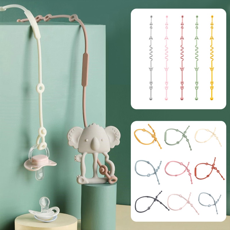 Multi-purpose Baby Items Lanyard Baby Toy Anti-lost Chain Baby Teether Chain Silicone Molar Chain Adjustable Baby Pacifier Chain