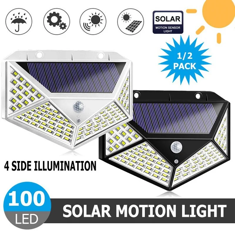 100/114 LED Solar Wall Light 4 Sides Luminous Solar Light Human Body Induction Waterproof
