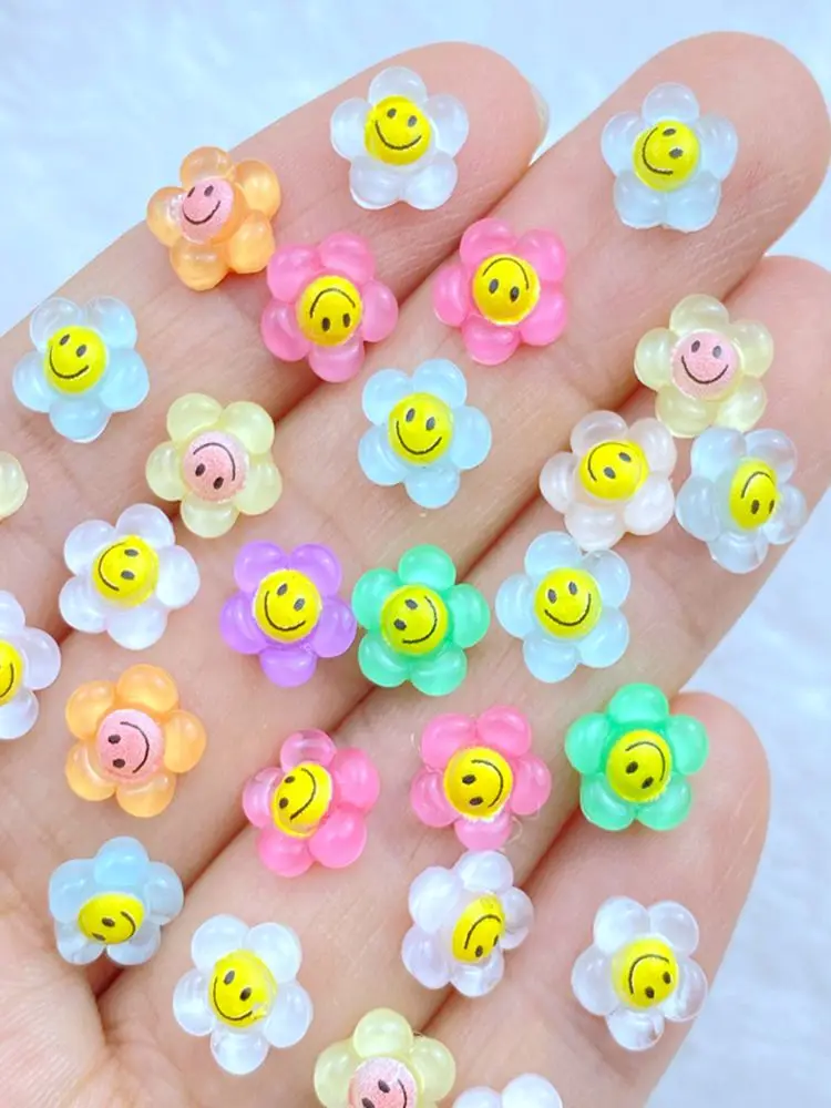 50pcs New Cute Mini Shiny cartoon sunflower Nail Rhinestones Gems Glitter Nail Art Jewelry Manicure