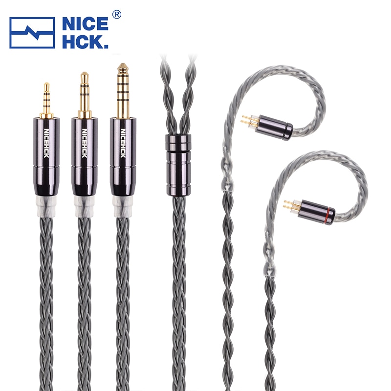 NiceHCK GreyCloud 6N Silver Coated Oxygen Disconnected Copper Earphone Cable 4.4 MMCX 2Pin for Yume Ultra Flame tangzu fudu ZERO