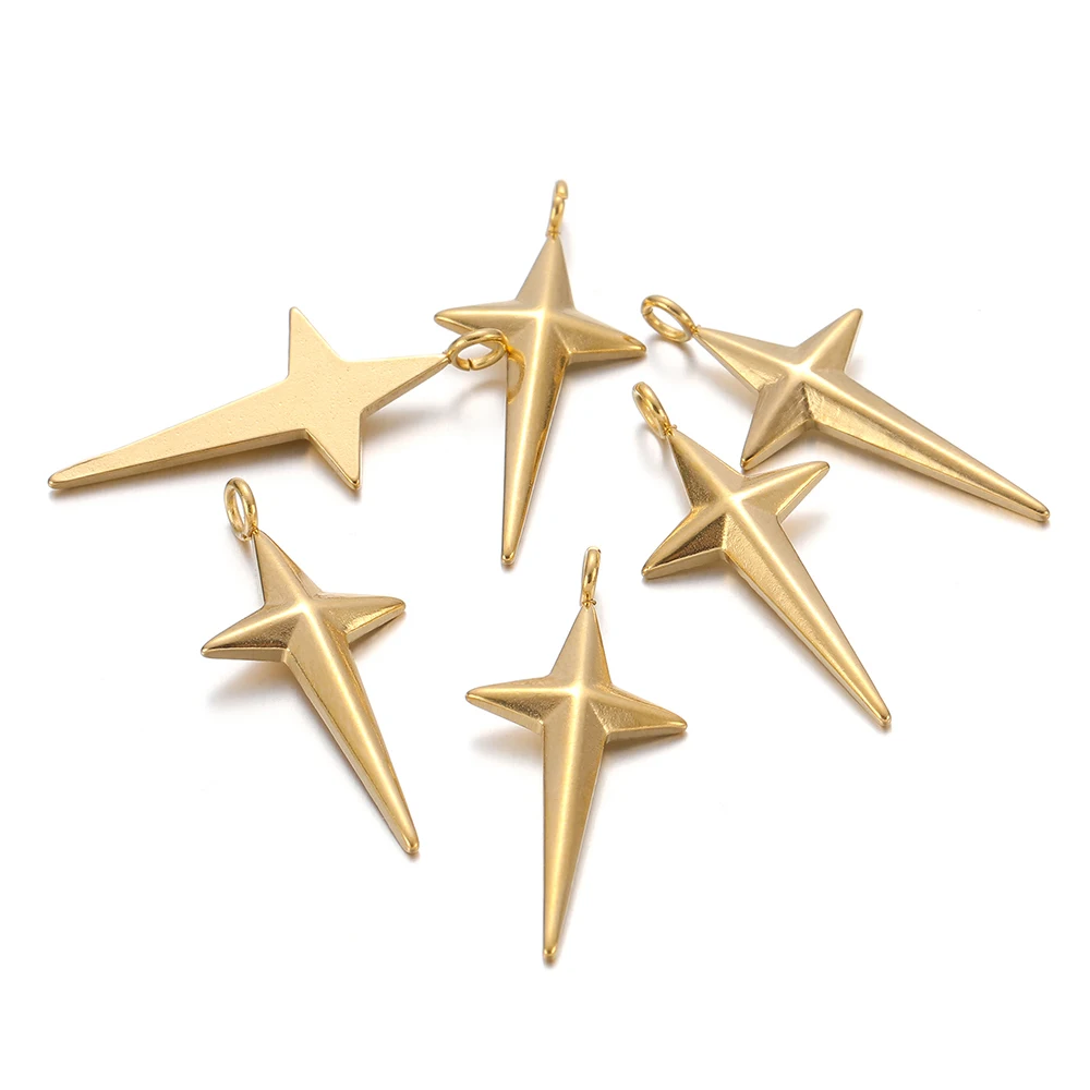 5pcs Stainless Steel Star Cross Charms Hoop Earrings Charm DIY Jewelry Pendants Making Findings