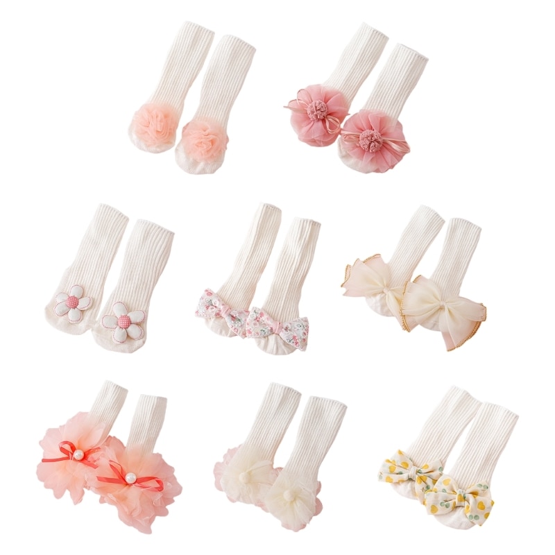 Baby Girls Socks Lace Flower Infant Toddlers Calf-Length Socks Children Floor Lace Flower Socks Anti-Slip Cotton Socks 69HE