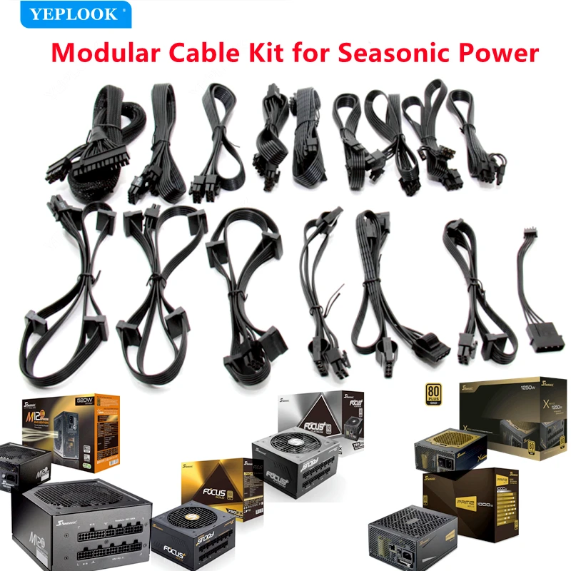 Original Seasonic Modular Cable for FOCUS/KM3/M12II Evo/SnowSilent/X Series Power GPU PCIe 8Pin 6+2P