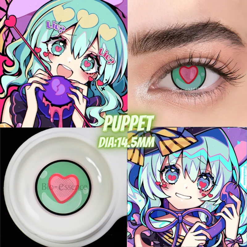 Bio-essence Cosplay Colored Contacts Lens 1Pair Yearly Disposable Heart Eyes Anime Coser Eyes