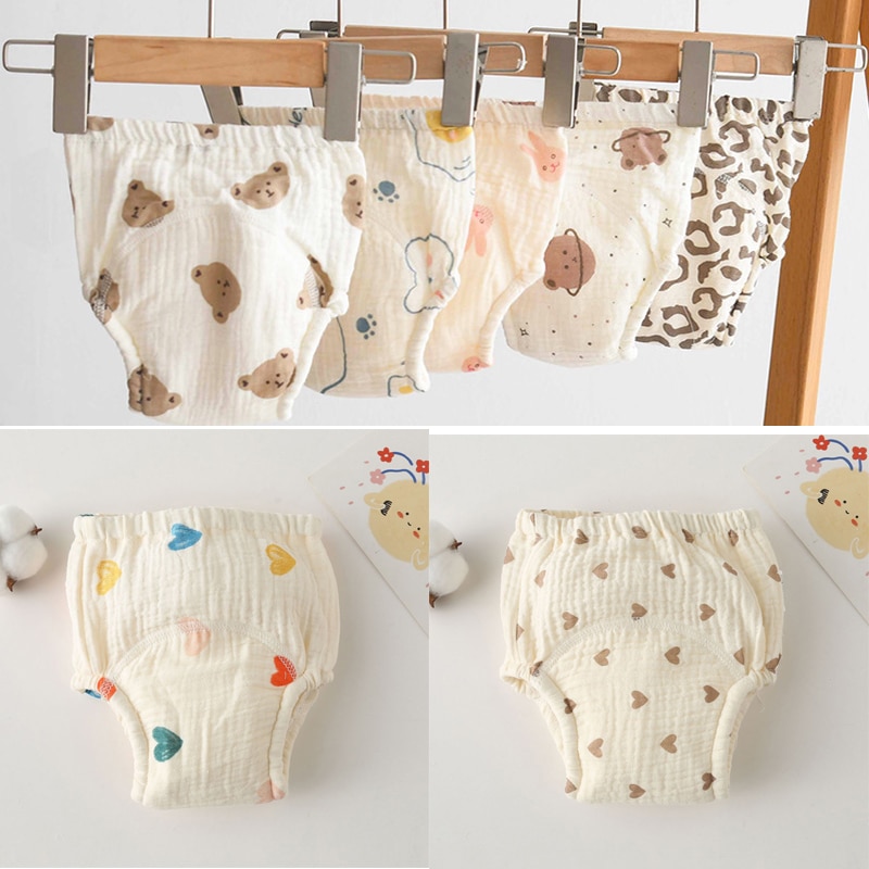 Baby Level A Cute Fashion Cotton Animal Reusable Baby Girl Boy Potty Training Panties Waterproof Cloth Diapers Nappies Underwear