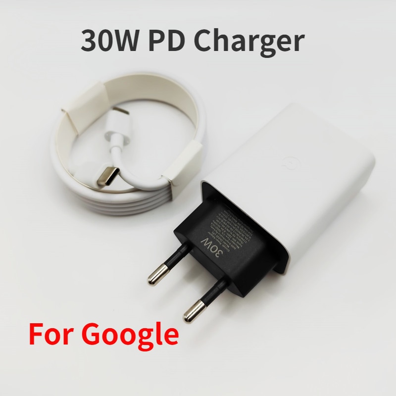 UK/EU/US 30W USB-C Fast Charger Plug for Google Pixel 7 Pro 7 6A 6 Pro 5A 4A 3 2 XL Type C Power Adapter 1M Quick Charge Cable