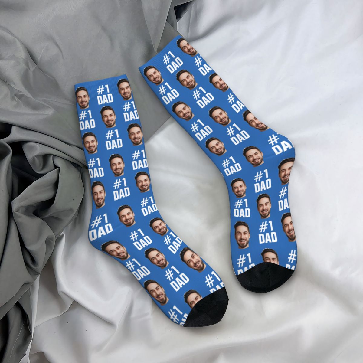 Fun #1 Dad Father's Day Photo Custom Socks Father's Day Gift Socks Novelty customized Socks Middle Tube Socks