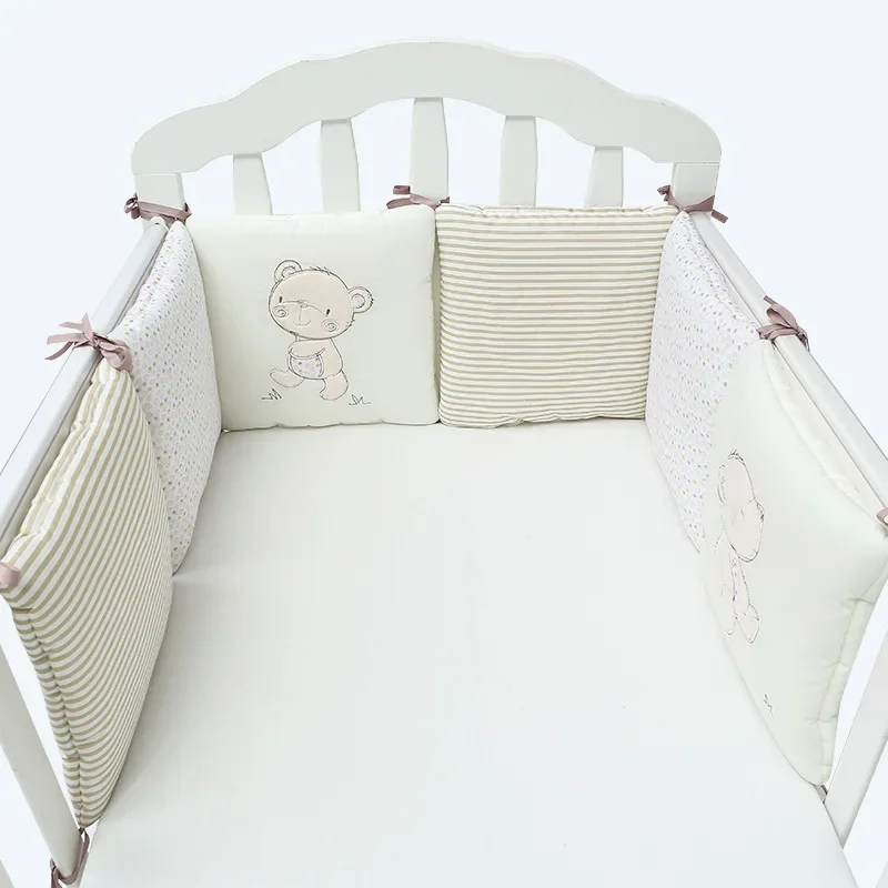 6Pcs/Set Baby Bed Protector Crib Bumper Pads Baby Bed Bumper Kids Safety Bed Around Cotton Blend