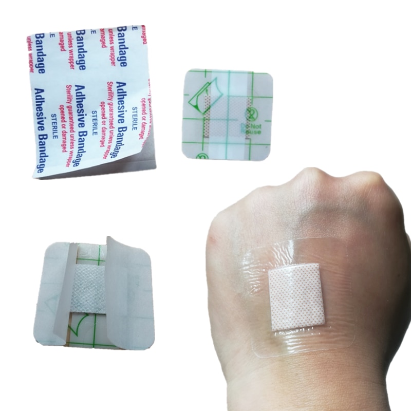 50pcs/set Transparent Patches Waterproof Band Aid Square Shape Wound Dressing Plaster Adhesive Bandages Medical Strips 38*38mm