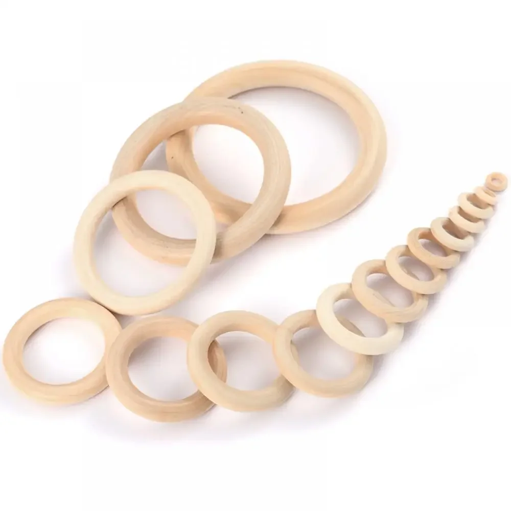 12-125mm Baby Natural Maple Wooden Teething Rings Teether Handmade  for Necklace Bracelet DIY Crafts