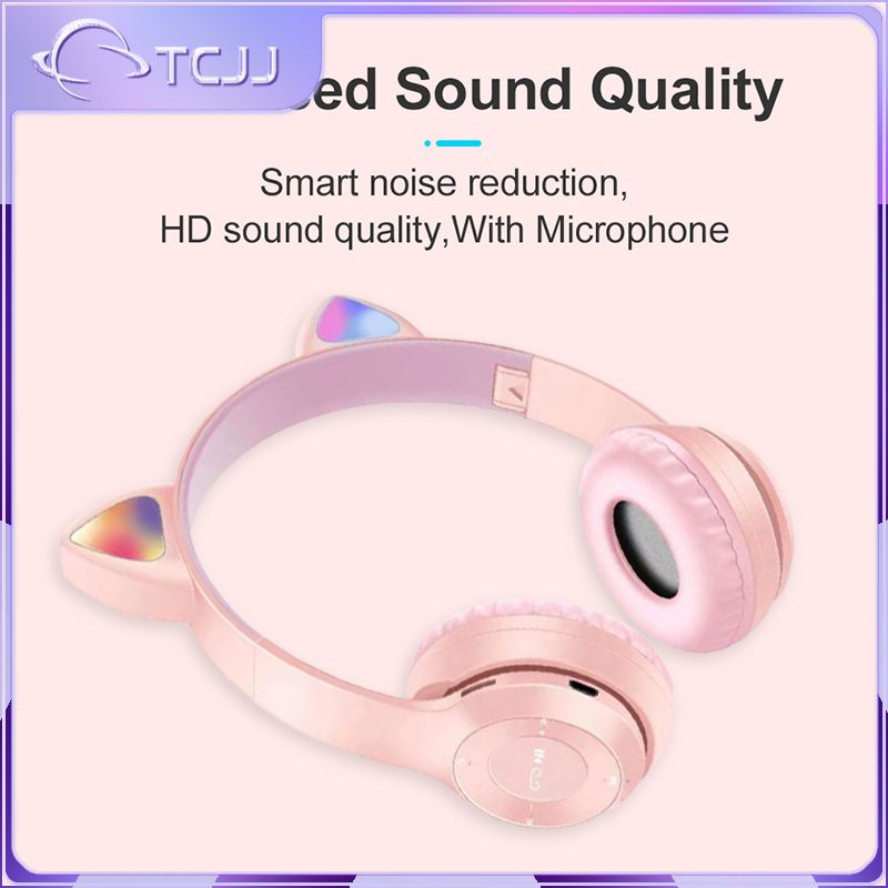 Cat Ear Wireless Headset New Large Capacity Good Quality Sports Headset Foldable Design Music Headset Game Headset 5.0