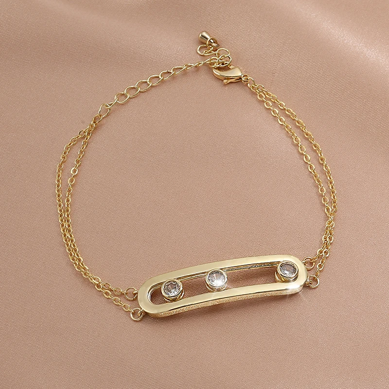 RAKOL Fashion Bracelets for Women Luxury Zircon Crystal Chain Link Bangle Simple Korea Cubic