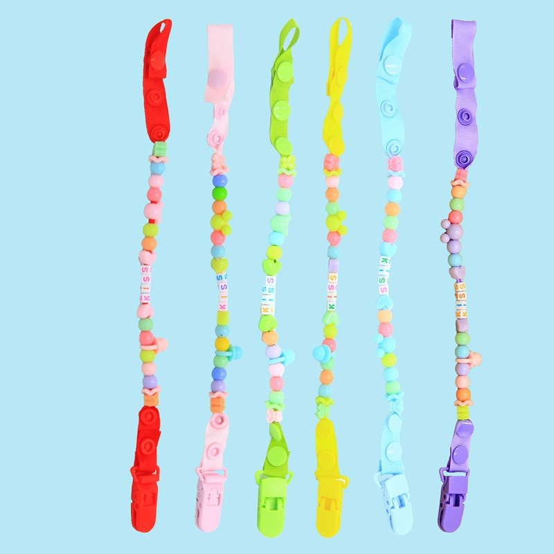 Baby Pacifier Clip Chain Baby Boys Girls Pacifier Clips Dummy Pacifier Chain Clip Holder Baby Nipple Feeding 6 Color