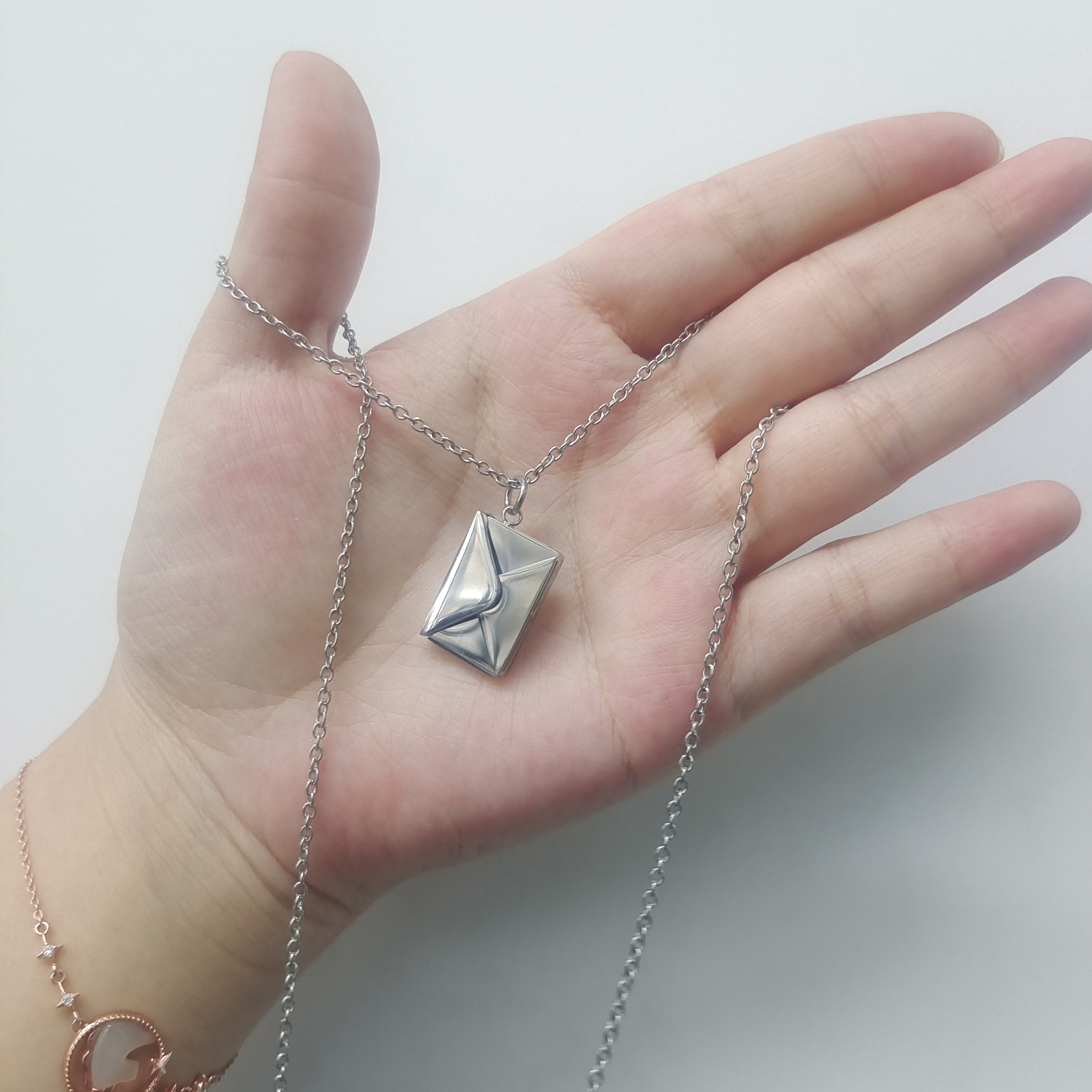 Love Letter Necklace Envelope Necklace - Card Inside Pendant Separately (Card Not Included)