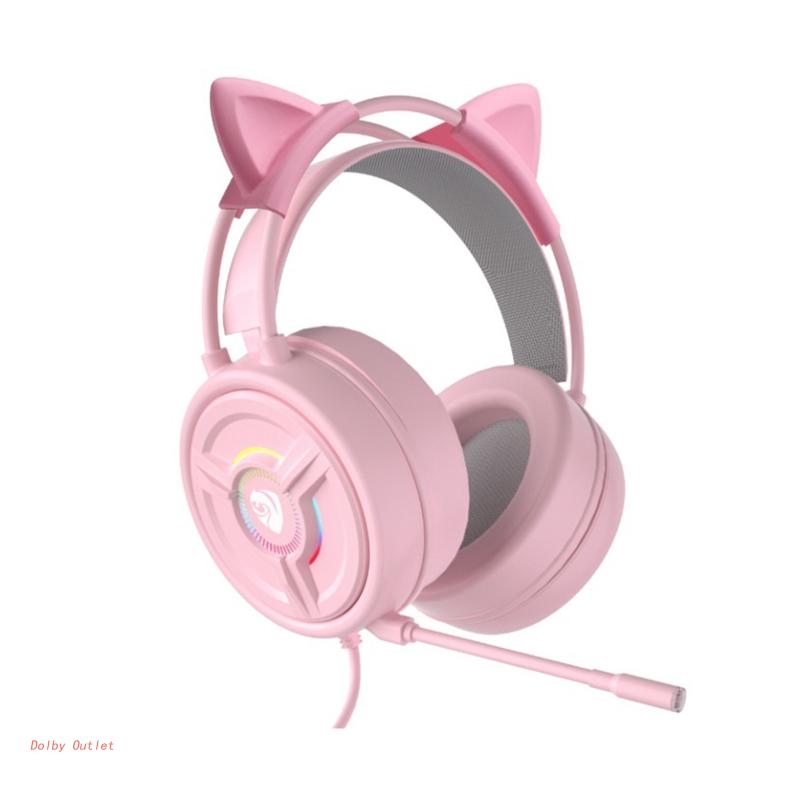 Y5JF Adjustable Gaming Headset USB RGB Stereo Sound PC Game Headphone Wired Fashion