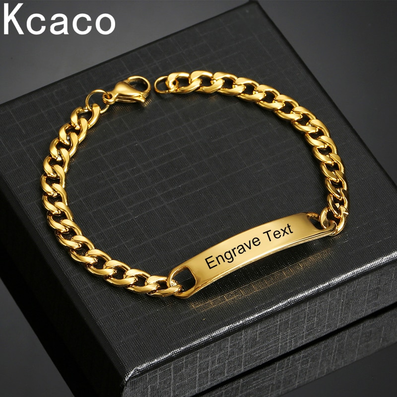 Customized Engrave Name Men Women Bracelets Stainless Steel Cuban Chain Personalized ID Bracelet Fashion Party Jewellery Gift