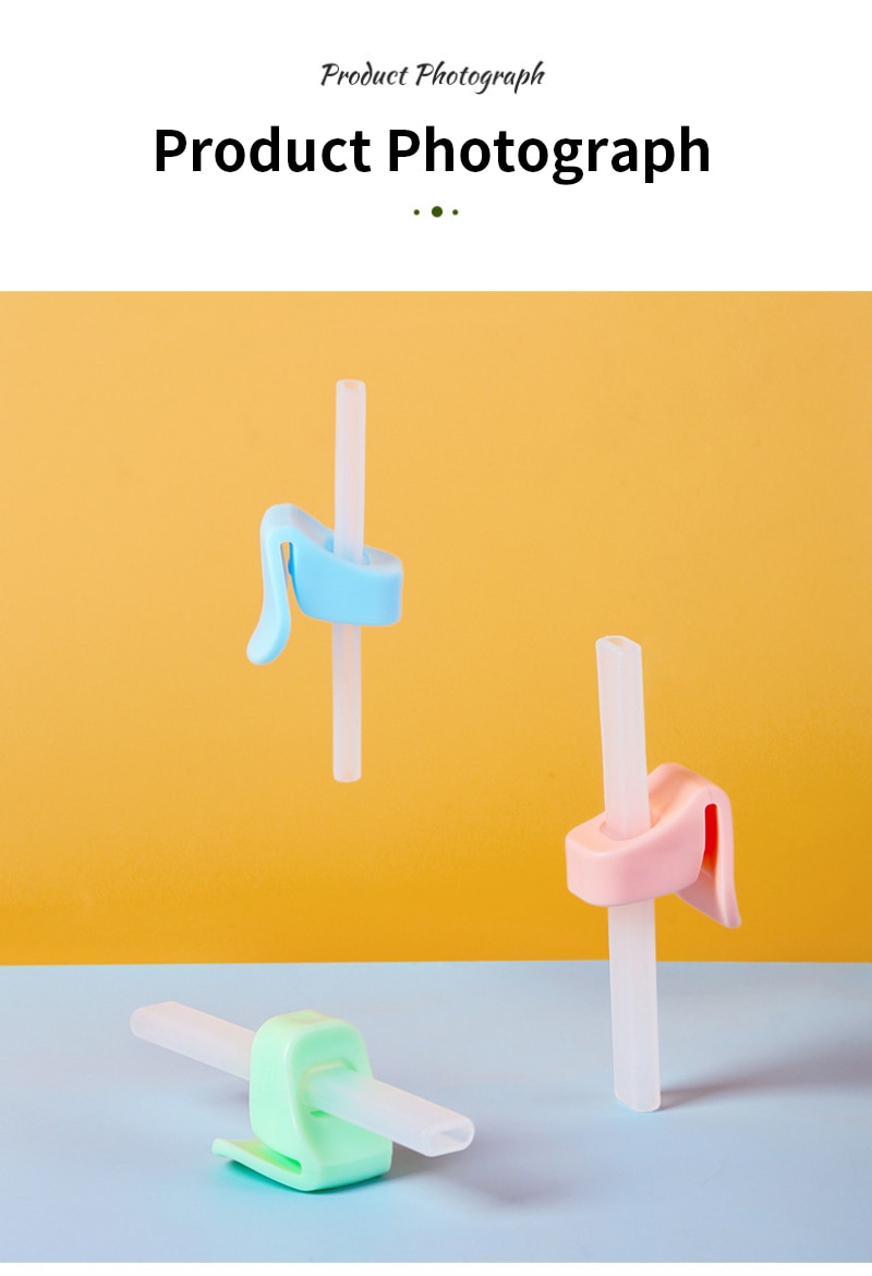 Cartoon Baby Soup Straw Food Grade With Buckle Baby Feeding Straw Straw Accessories Drinking Straw Clip Childrens Porridge Straw