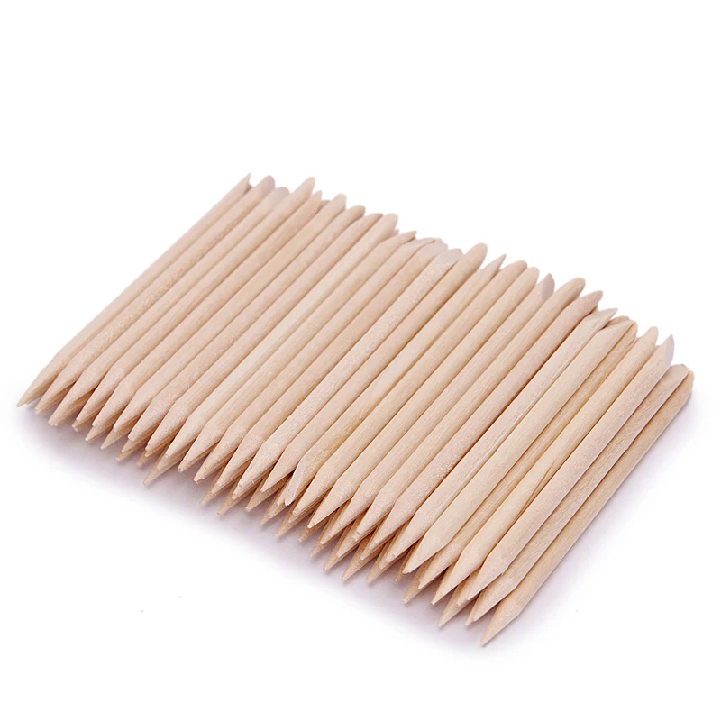 100 Pcs Nail Art Design Orange Wood Stick Sticks Cuticle Pusher Remover Manicure Pedicure Care