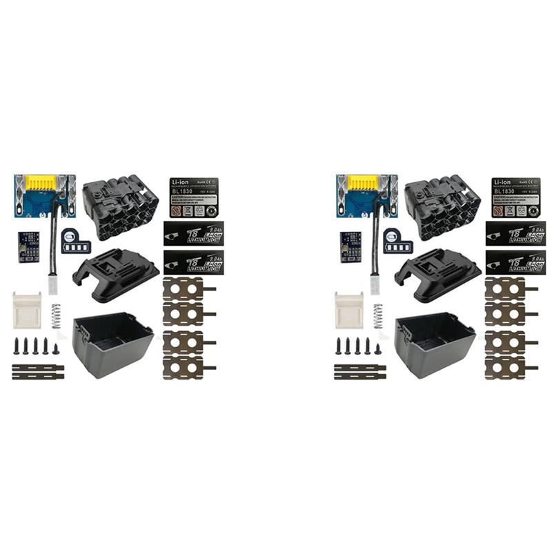 2X DIY BL1890 Battery Case Charging Protection Board Shell Box For MAKITA 18V BL1860 9.0Ah With LED Battery Indicator