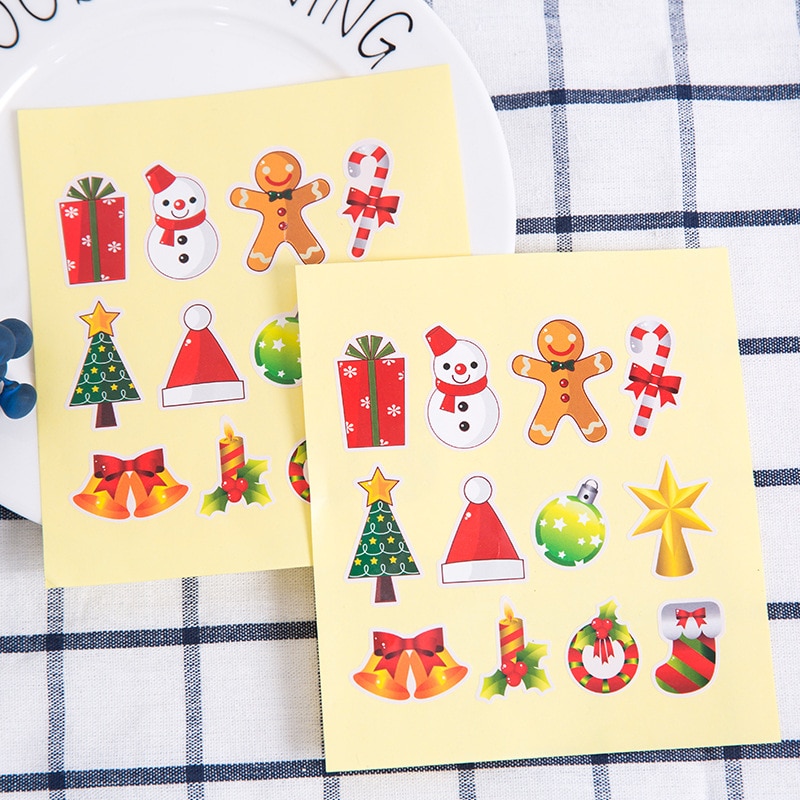 600pcs Wholesale Sealing Sticker Merry Christmas Socks Tree DIY Holiday Bell Party wrapping party packaging Stickers 3*4cm