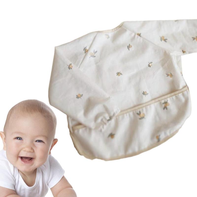 Long Sleeve Bib Cartoon Full Bib With Sleeves For Babies Mess-Proof Waterproof Long Sleeve Bibs For Babies With Food Crumb