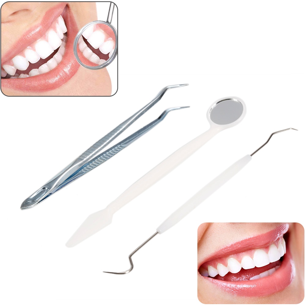 3PCS instrument dentist Kit Tooth CleaninBasic Hygiene Cleaning Set Examination Kit Mirror Scaler Explorer Prob