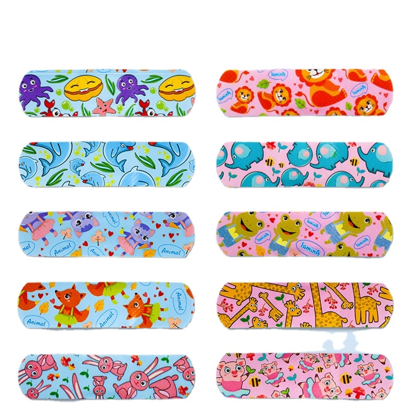120pcs/set Cartoon Animal Prints Band Aid Kawaii Skin Patches Medical Strips Wound Plaster Non-transparent Transparent Bandages