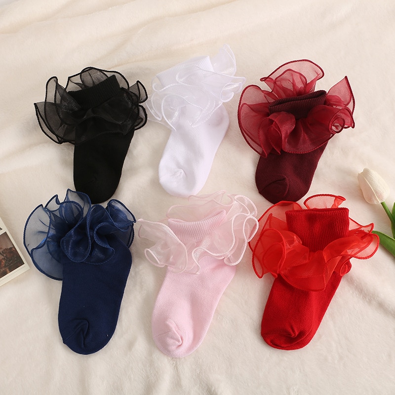 Children's Socks Girls White Princess Mesh Ballet Baby Floral Newborn Accessories Kids Toddlers Infant Clothing Summer Flow