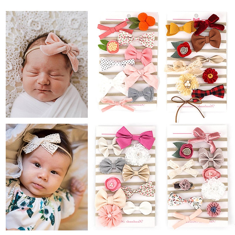 Baby Girl Headbands and Hair Bows Fashion Headwear Stretchy Nylon Hairbands Hair Accessories for Newborn, Infant, Toddlers